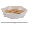 BATHROOM SET WHITE PLASTIC WITH BAMBOO LID 7PC