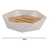 BATHROOM ASST. BLACK/WHITE 7PCE PLASTIC SET WITH BAMBOO LIDS , (205X205X250MM)