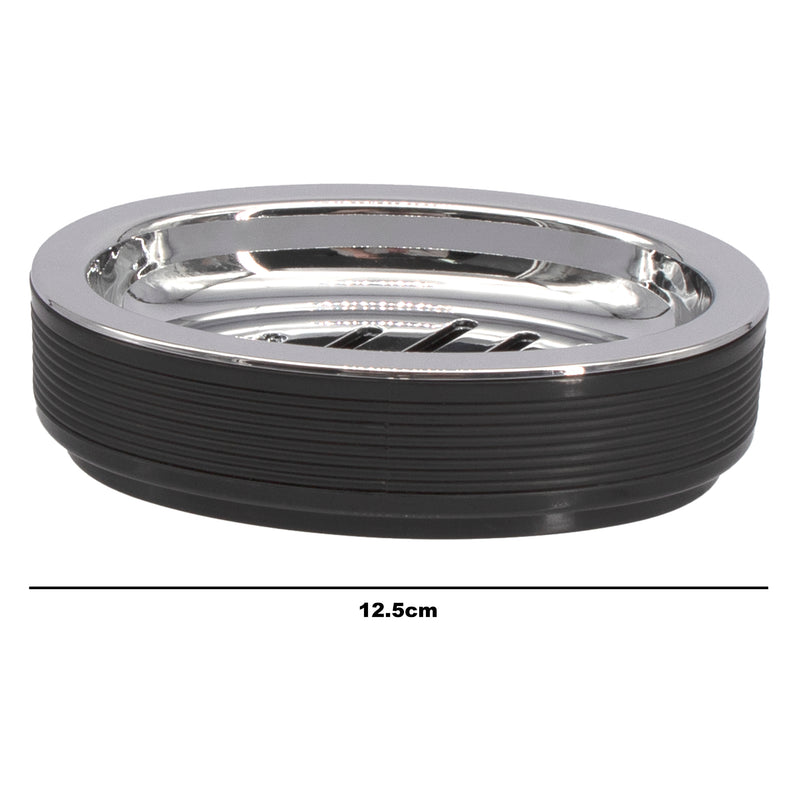 BATHROOM ASST. BLACK/GREY 6PCE PLASTIC SET