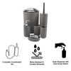BATHROOM SET GREY PLASTIC, 6PC