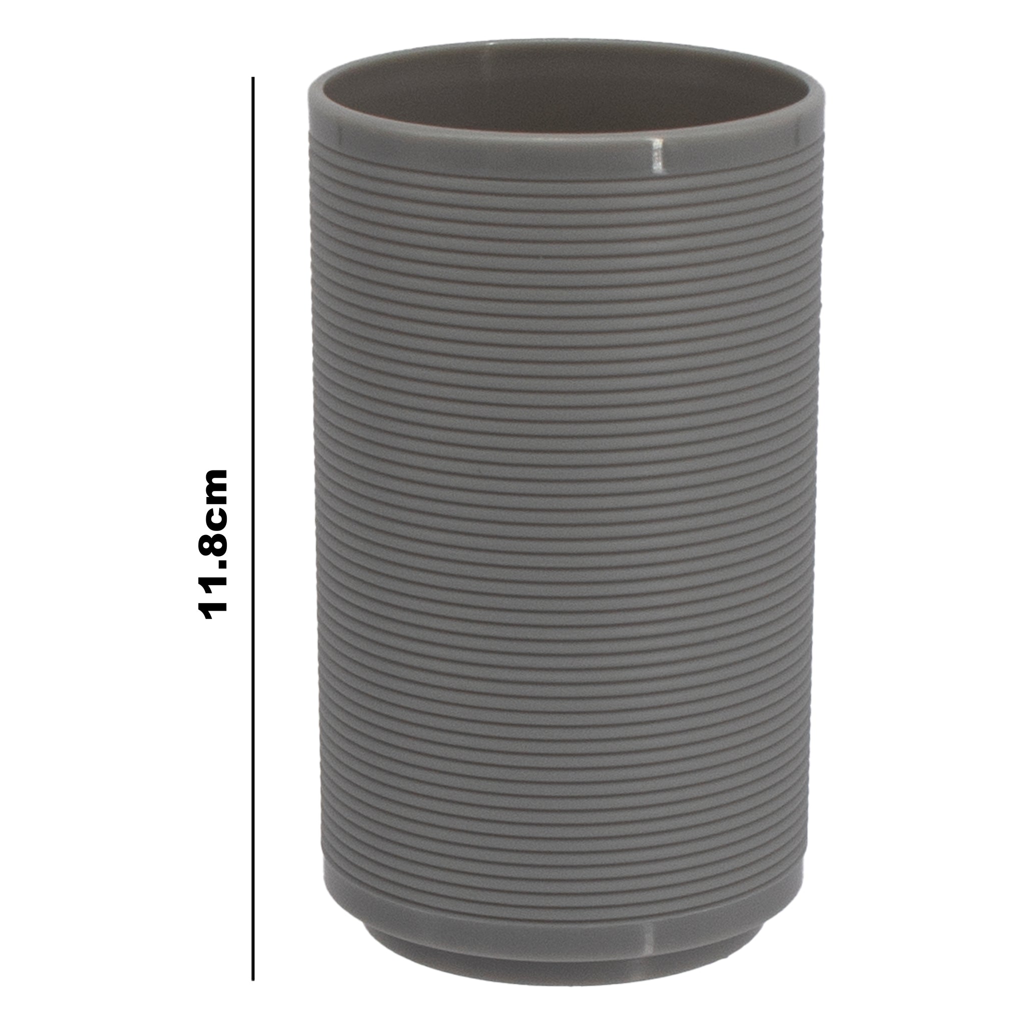 BATHROOM SET GREY PLASTIC, 6PC