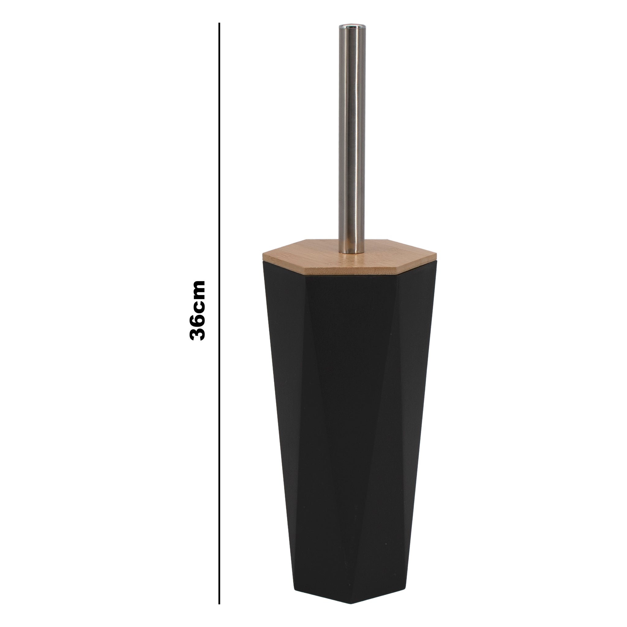 BATHROOM SET BLACK PLASTIC WITH BAMBOO LIDS 7PC