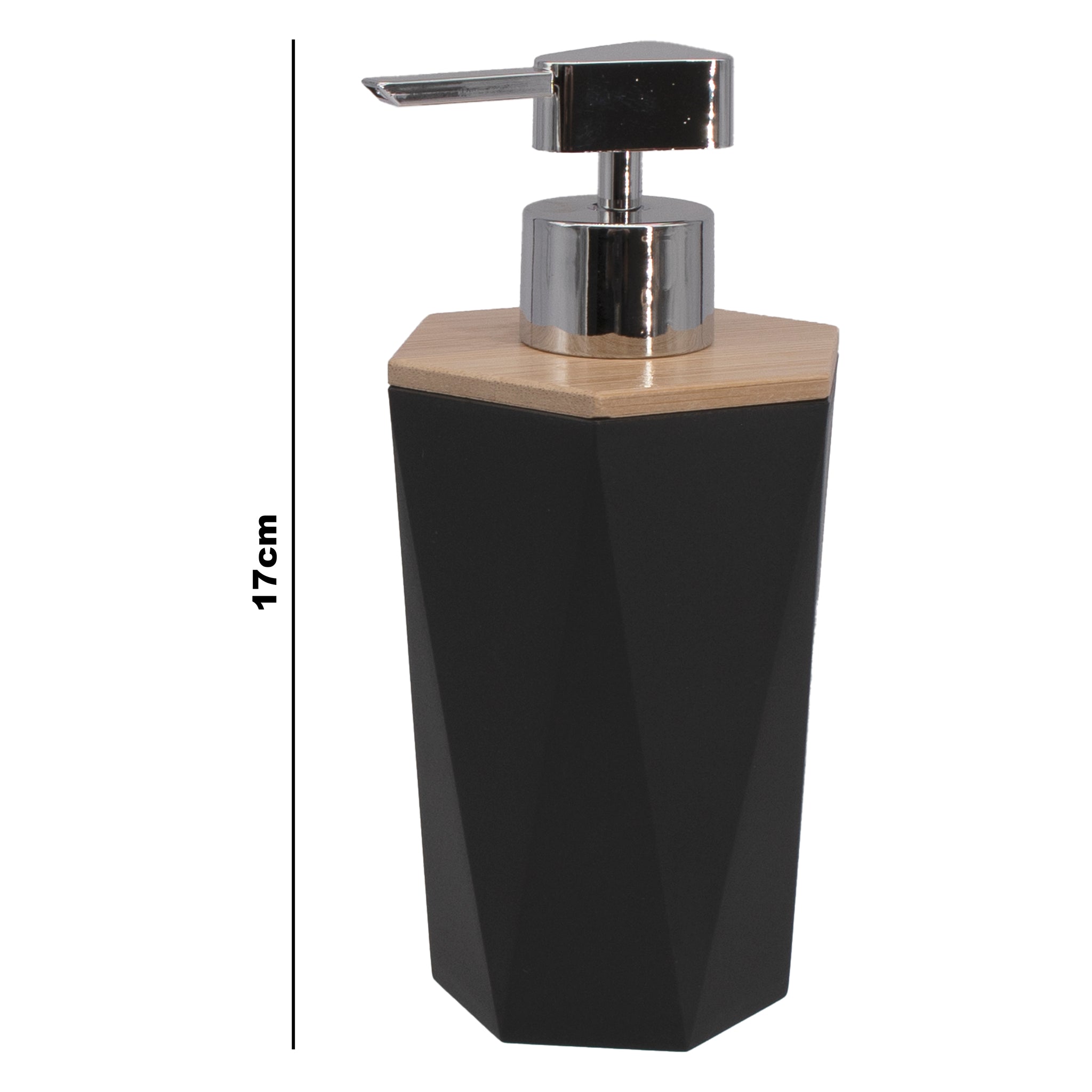 BATHROOM SET BLACK PLASTIC WITH BAMBOO LIDS 7PC