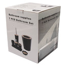 BATHROOM BLACK PLASTIC WITH BAMBOO LIDS 7PCS SET