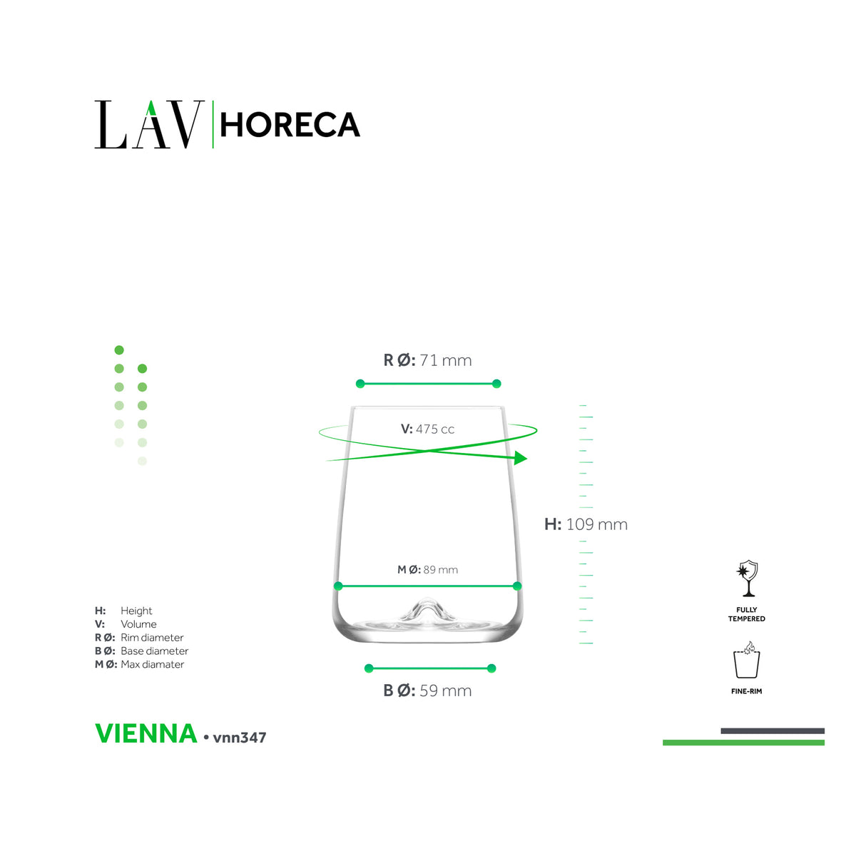 LAV HORECA VIENNA STEMLESS WINE GLASS 475ML