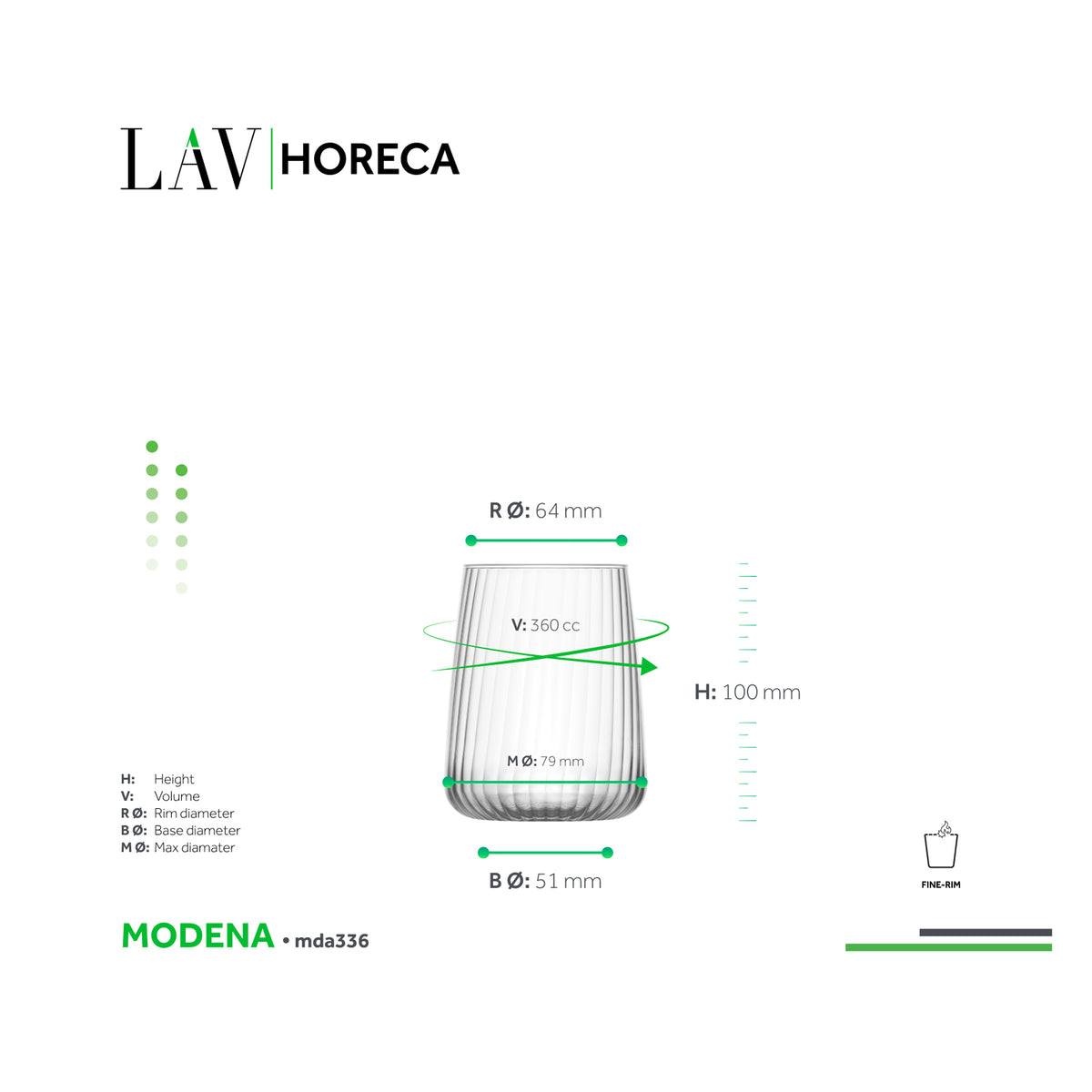 LAV HORECA MODENA STEMLESS WINE 360ML