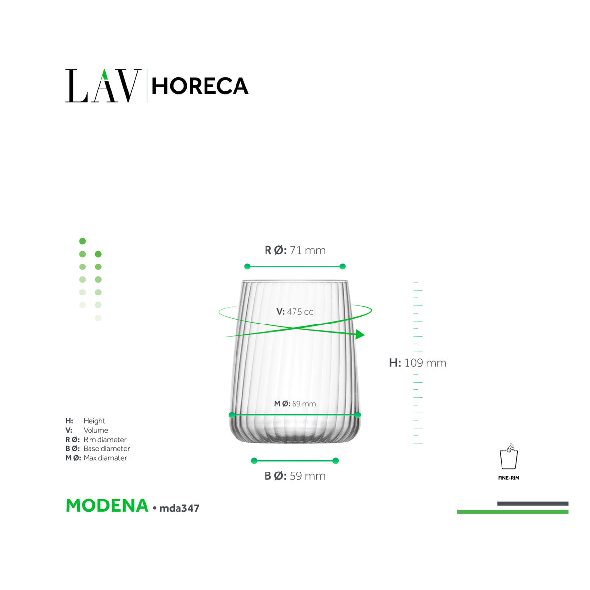 LAV HORECA MODENA STEMLESS WINE 475ML