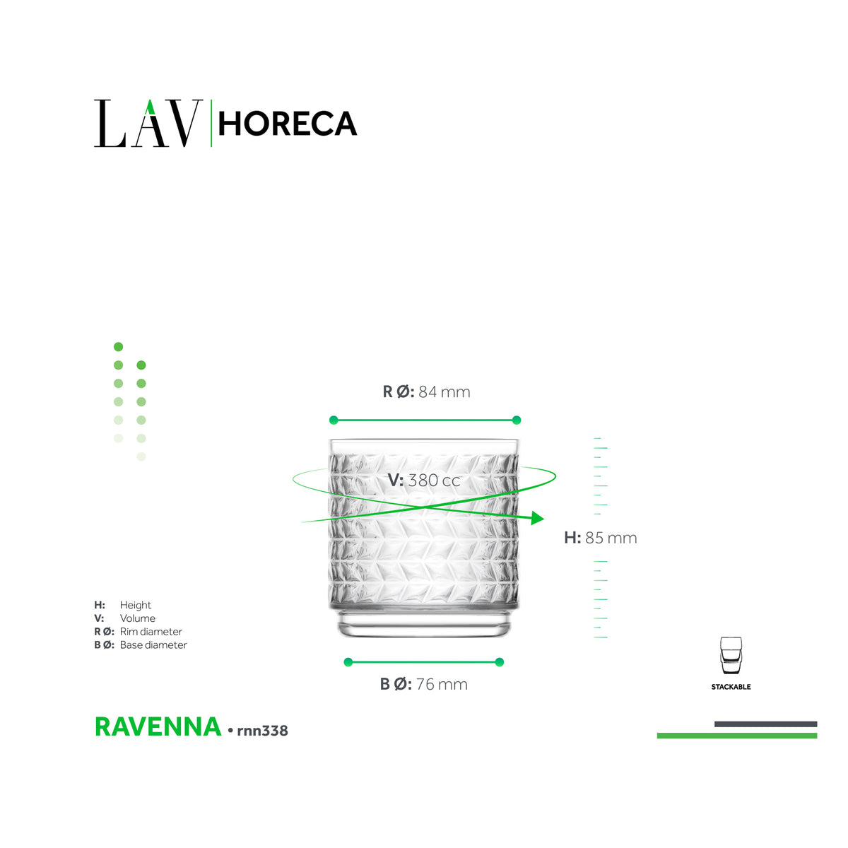 LAV HORECA RAVENNA SHORT TUMBLER 380ML