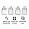 REGENT MINI GLASS CANISTERS ASSORTED DESIGNS 4PK, 300ML