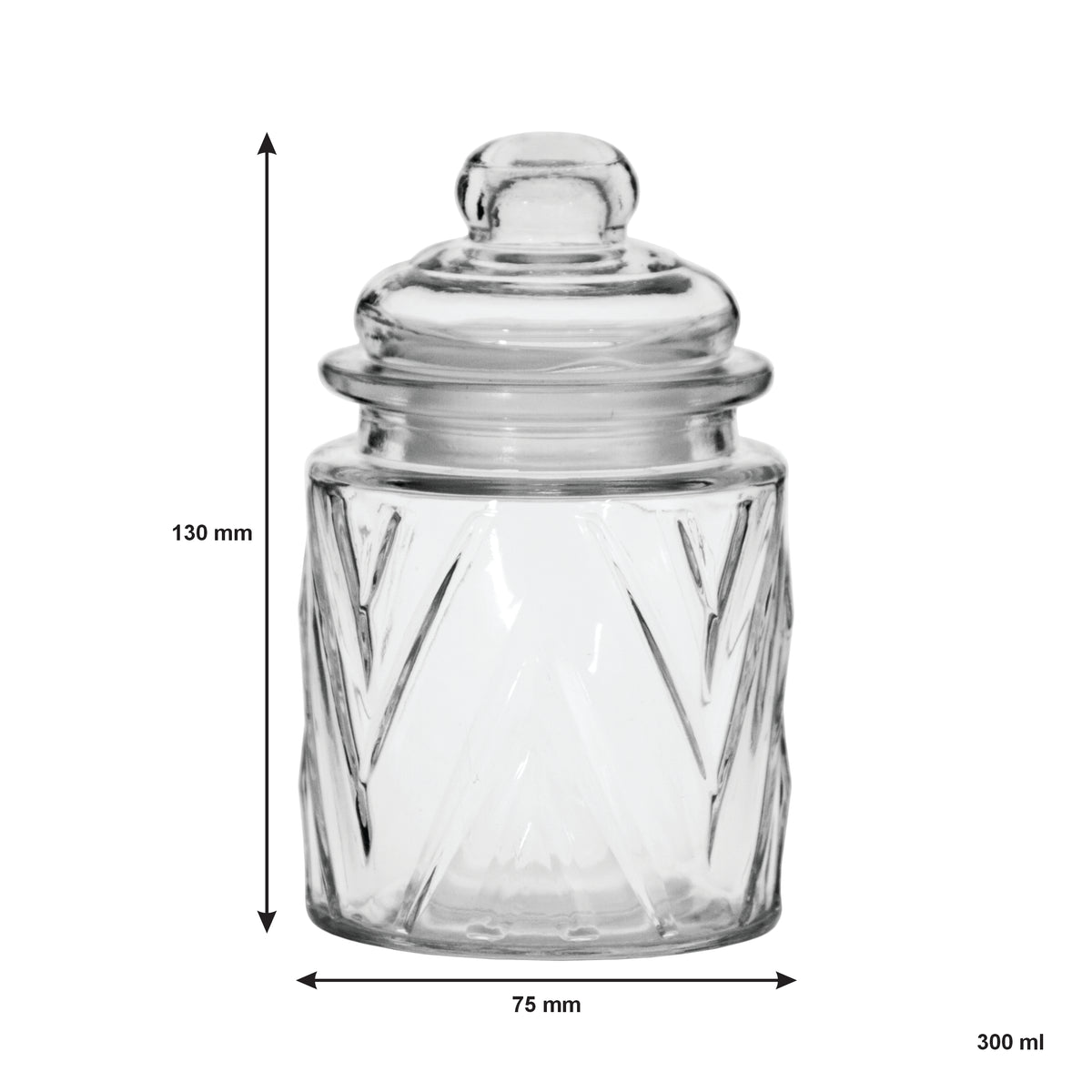 REGENT MINI GLASS CANISTERS ASSORTED DESIGNS 4PK, 300ML