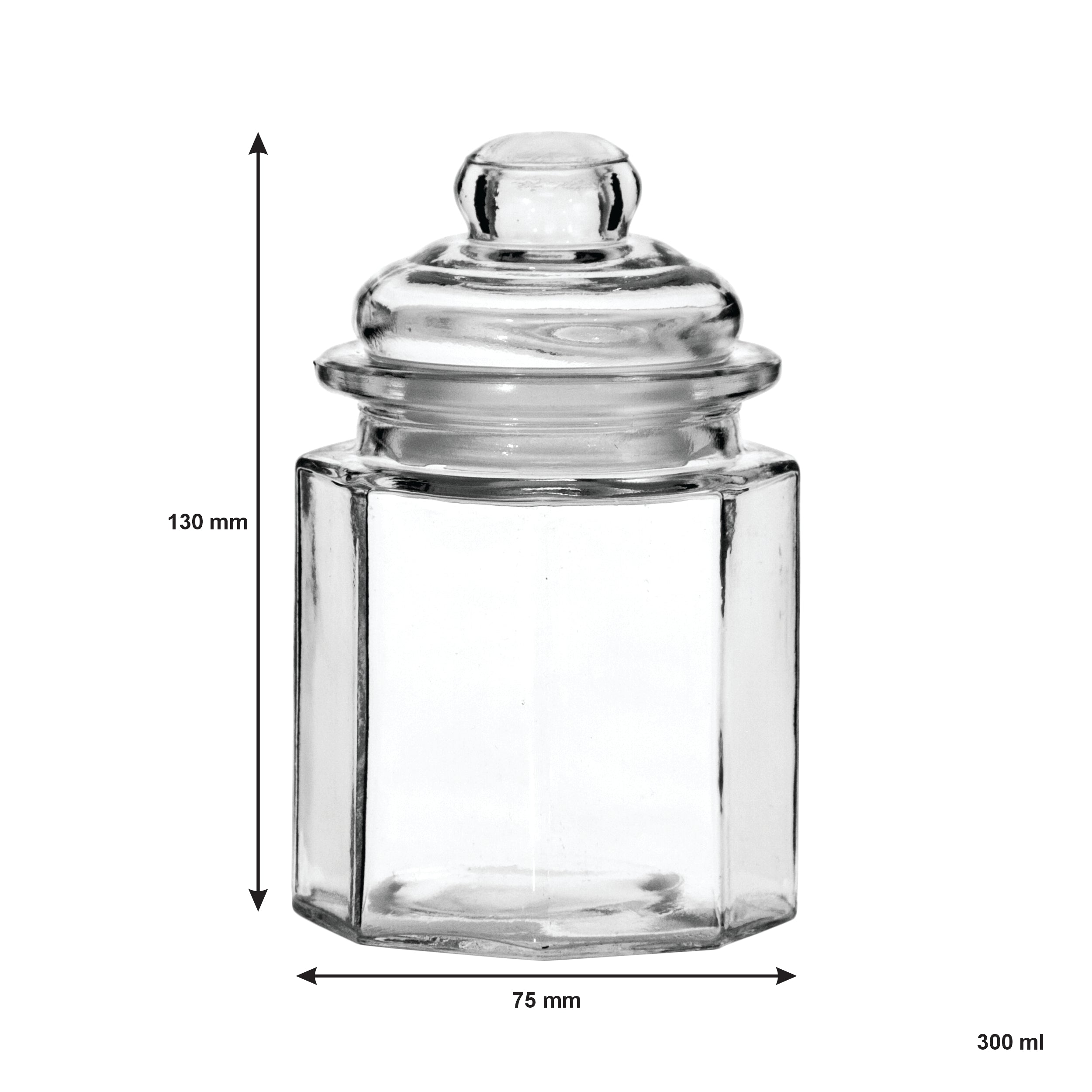 REGENT MINI GLASS CANISTERS ASSORTED DESIGNS 4PK, 300ML