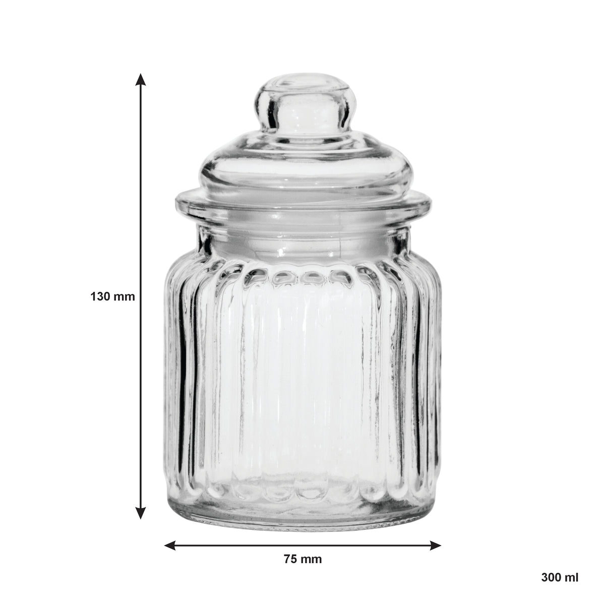 REGENT MINI GLASS CANISTERS ASSORTED DESIGNS 4PK, 300ML