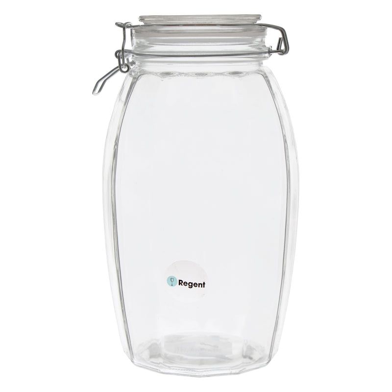 REGENT FACETED HERMETIC GLASS CANISTER WITH CLIP SEAL AND GLASS LID, 2.3LT