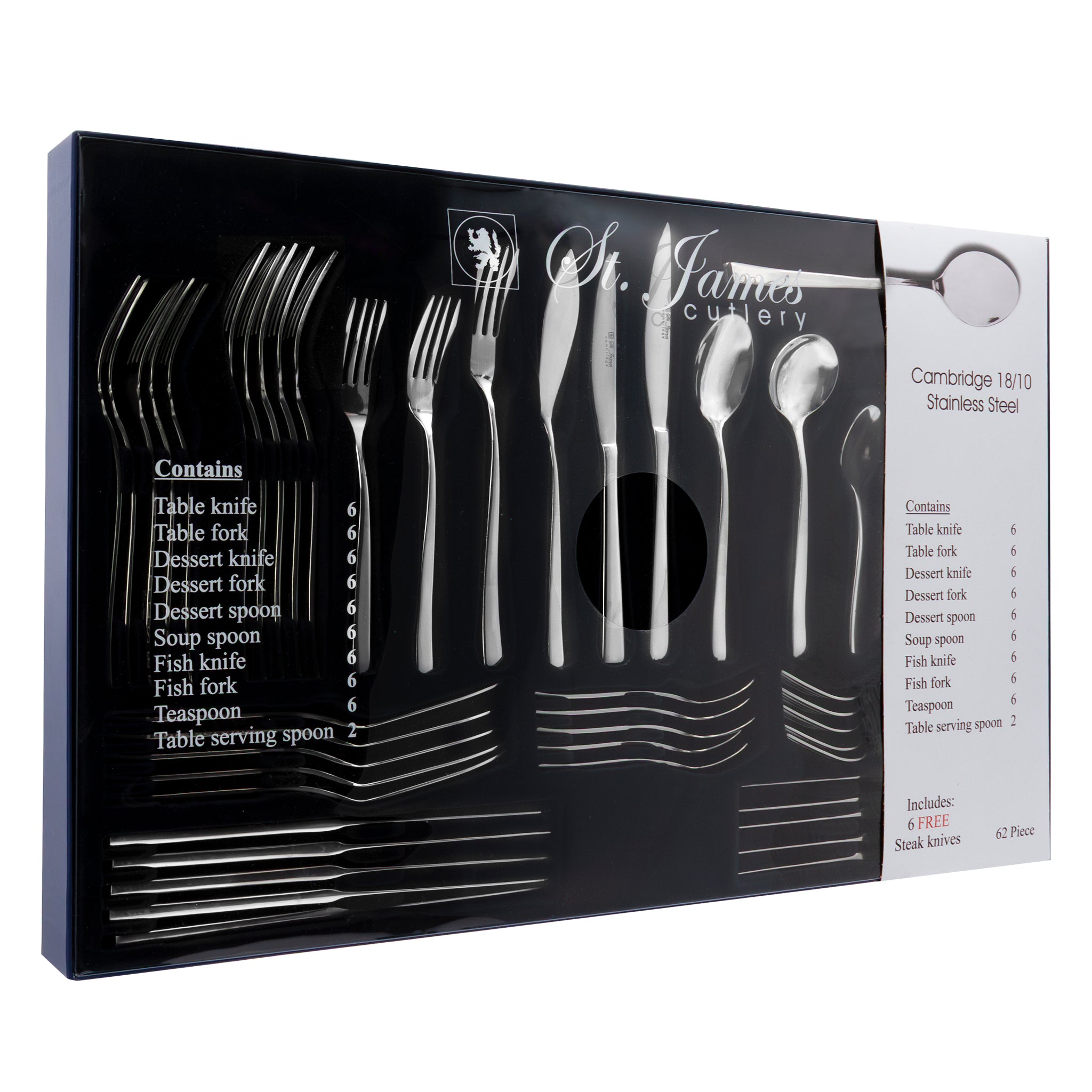 ST JAMES CUTLERY CAMBRIDGE 62 PIECE SET