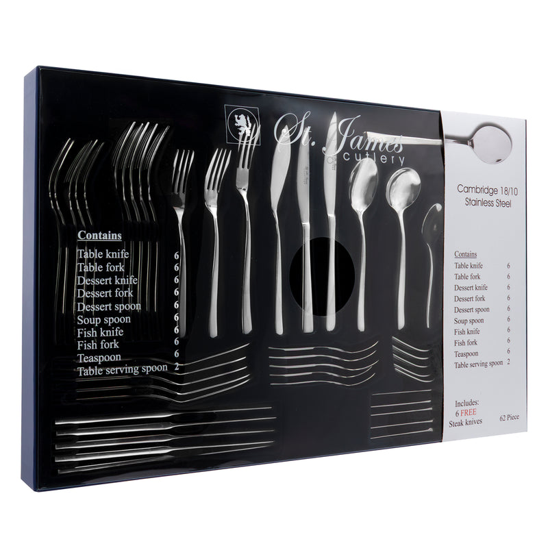 ST JAMES CUTLERY CAMBRIDGE 62PCE SET