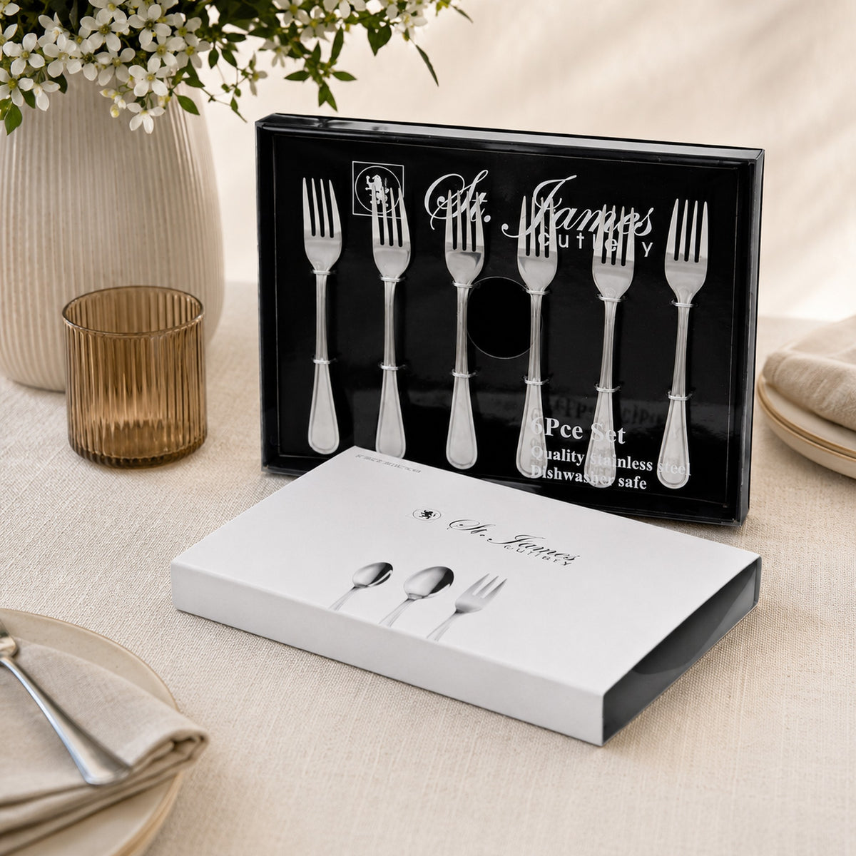 ST. JAMES CUTLERY BRISTOL (880) CAKE FORK GIFT BOX 6PK SET