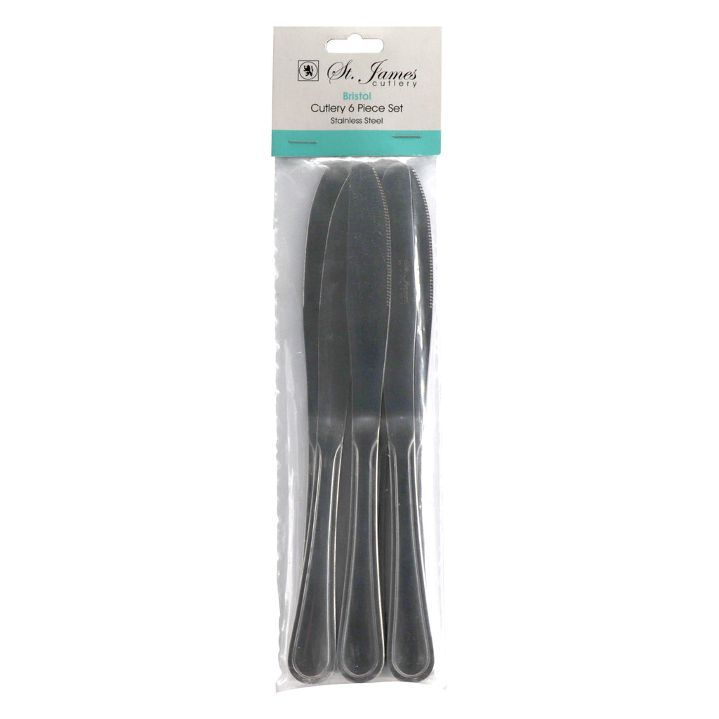ST. JAMES CUTLERY BRISTOL (880) TABLE KNIFE 6PK STAINLESS STEEL