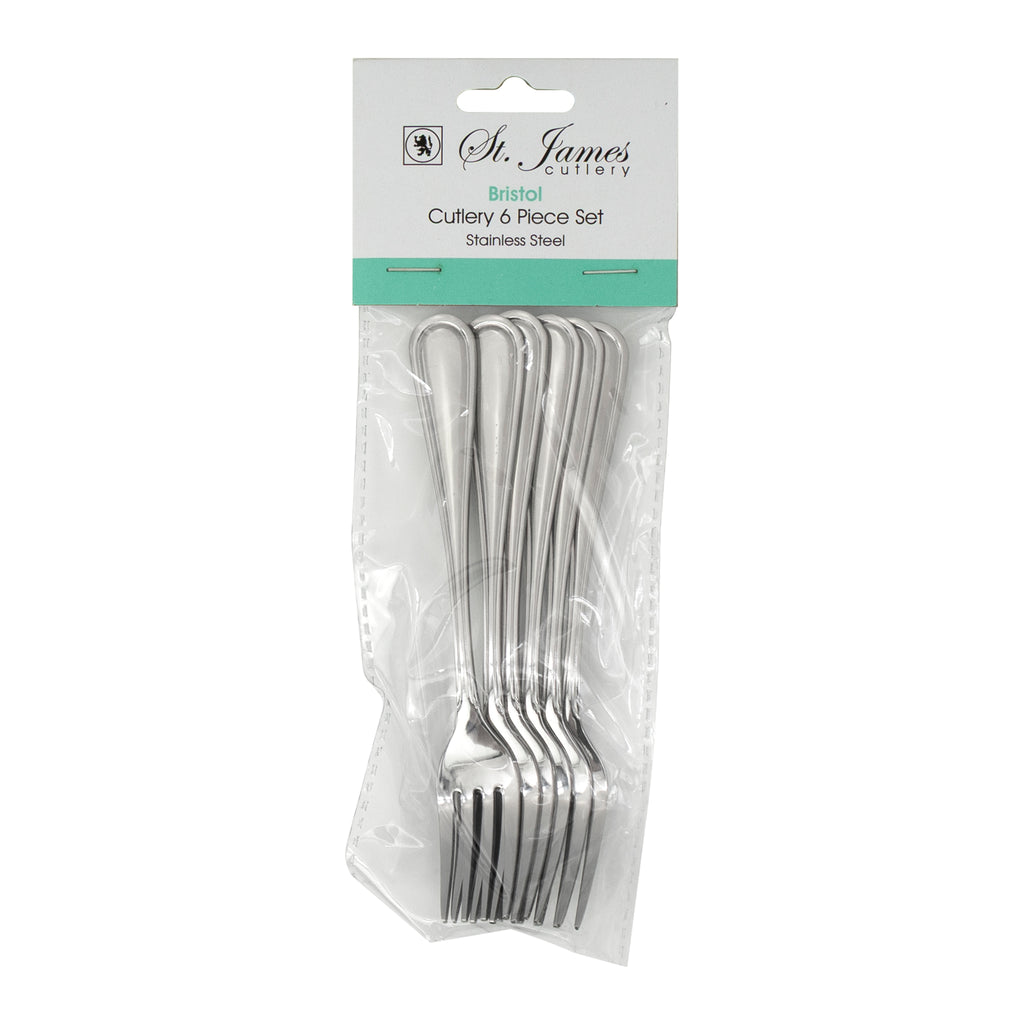 ST. JAMES CUTLERY BRISTOL (880) CAKE FORK 6PK STAINLESS STEEL