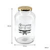 REGENT GLASS STORAGE JAR WITH GOLD LID LIFE IS A JOURNEY & AVIATORS CLUB 2PK, 2L