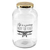 REGENT GLASS STORAGE JAR WITH GOLD LID LIFE IS A JOURNEY & AVIATORS CLUB 2PK, 2L