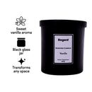 REGENT SCENTED CANDLES (VANILLA) IN A BLACK GLASS JAR WITH BLACK LID 6PK, 200G