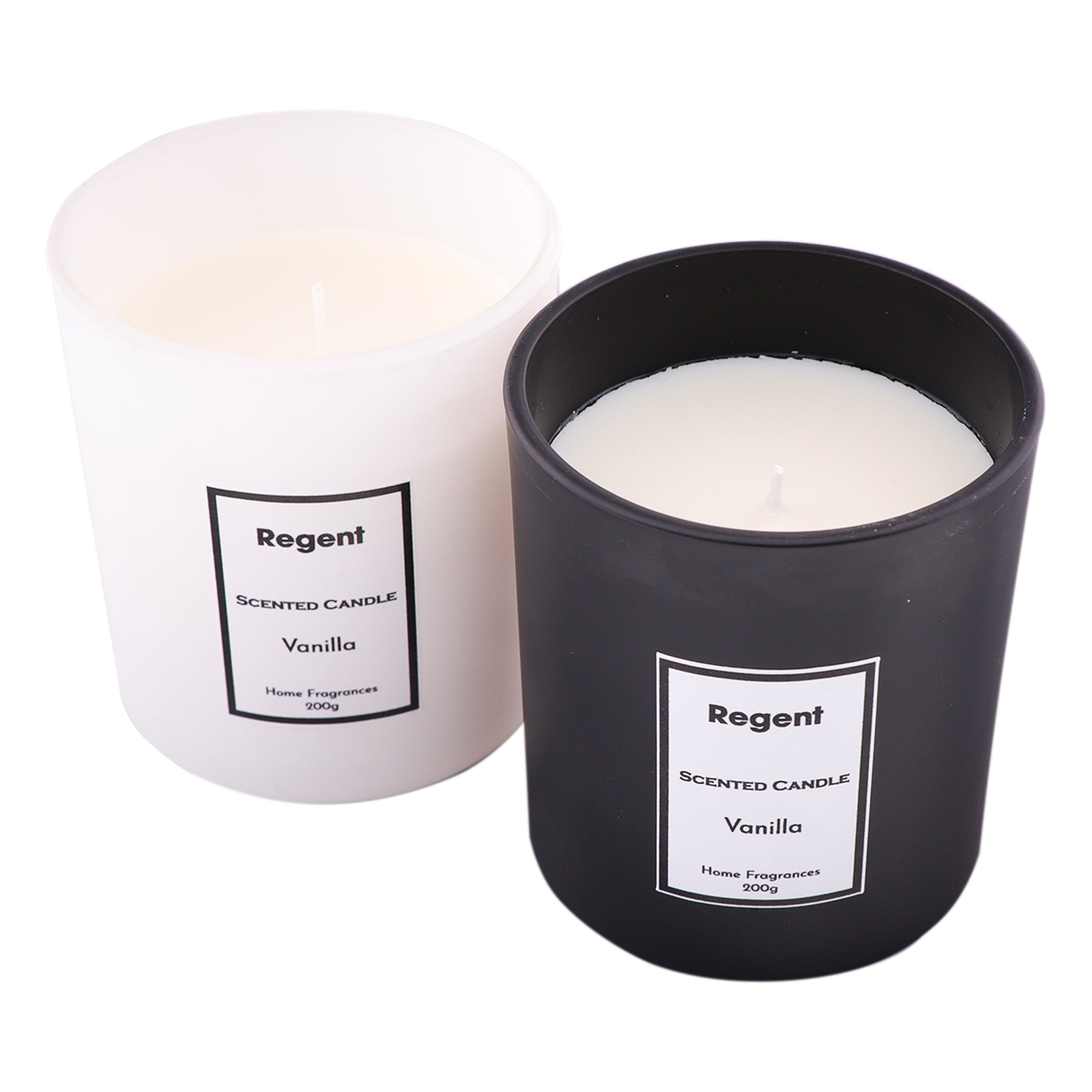 REGENT SCENTED CANDLES (VANILLA) IN A BLACK GLASS JAR WITH BLACK LID 6PK, 200G