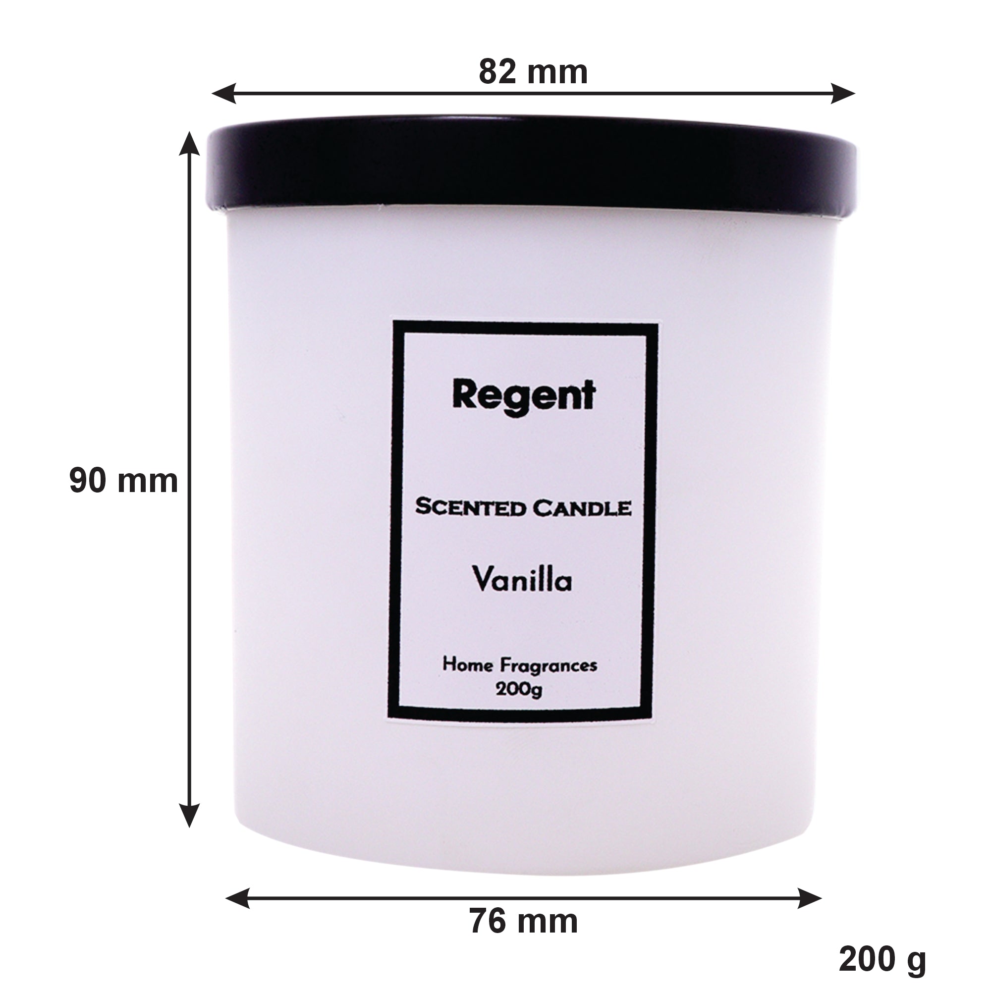 REGENT SCENTED CANDLES (VANILLA) IN A WHITE GLASS JAR WITH BLACK LID 6PK, 200G