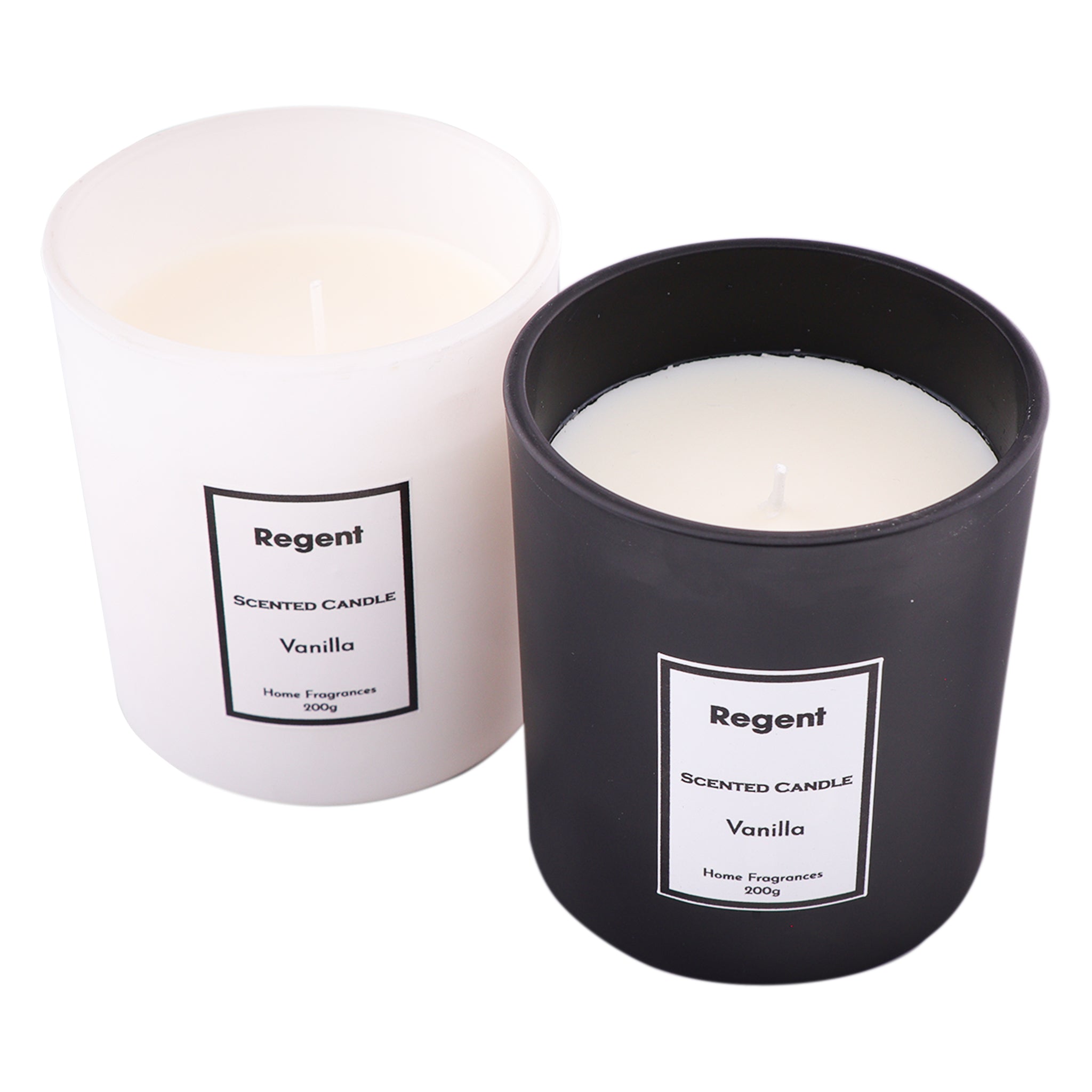 REGENT SCENTED CANDLES (VANILLA) IN A WHITE GLASS JAR WITH BLACK LID 6PK, 200G