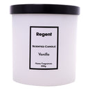REGENT SCENTED CANDLES (VANILLA) IN A WHITE GLASS JAR WITH BLACK LID 6PK, 200G