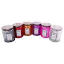 REGENT SCENTED CANDLES (VANILLA) IN EMBOSSED GLASS JARS, ASST. COLOURS 6PK, 185G