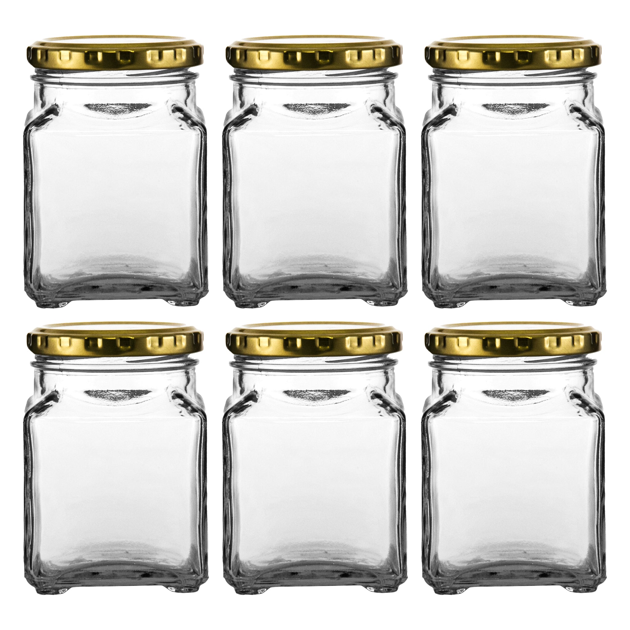 CONSOL 260ML CATERING SQUARE JARWITH GOLD LID 6PK