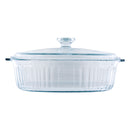 CONSOL TOLEDO OVAL RIBBED GLASS CASSEROLE WITH LID, 3.5 L