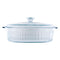 CONSOL TOLEDO OVAL RIBBED GLASS CASSEROLE WITH LID, 3.5 L