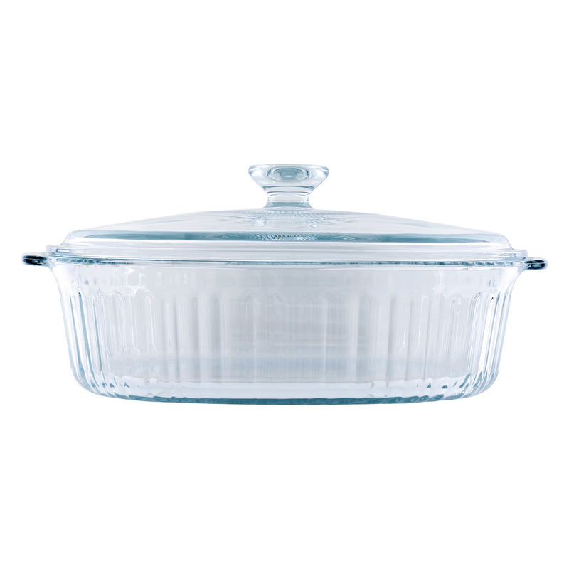 CONSOL TOLEDO OVAL RIBBED GLASS CASSEROLE WITH LID, 3.5 L