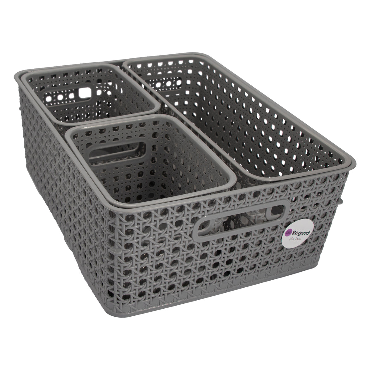 REGENT STOREAWAY GREY CLASSIC BASKETS 4PK VALUE PACK