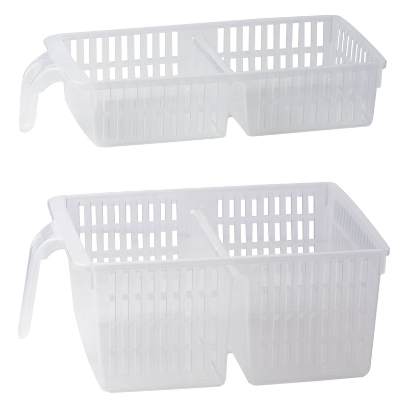 REGENT PLASTIC FRIDGE/PANTRY BASKET WITH DIVIDER CLEAR 2PCE VALUE PACK