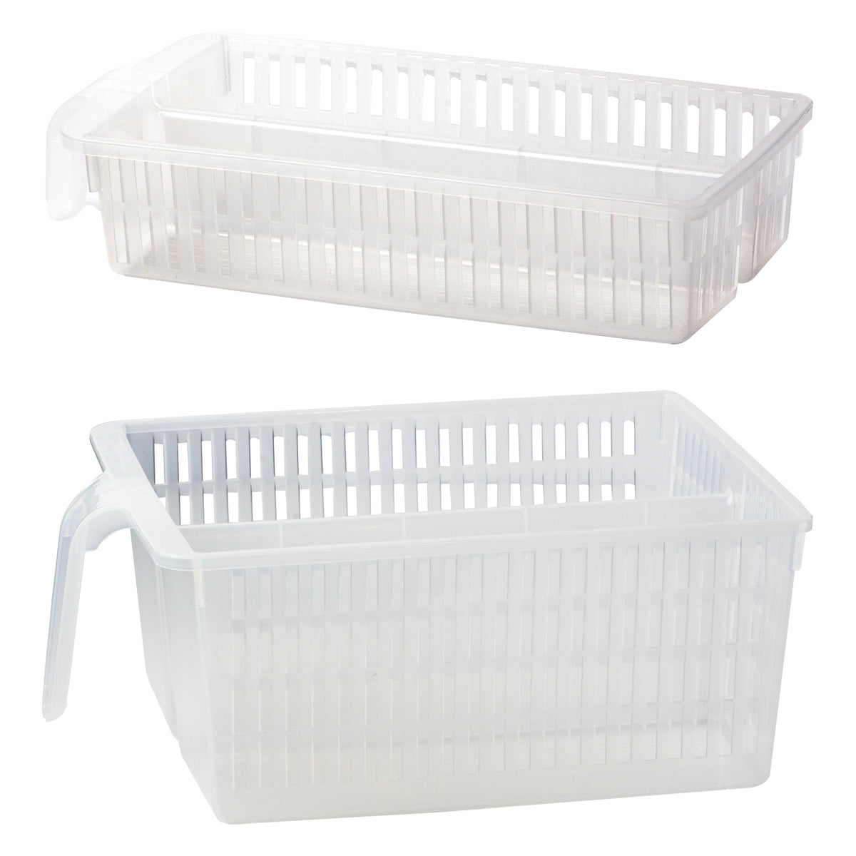 REGENT CLEAR PLASTIC FRIDGE/PANTRY BASKETS WITH DIVIDERS 2PK VALUE PACK