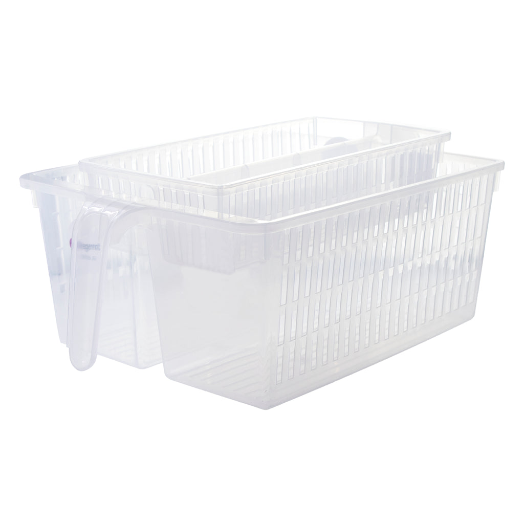 REGENT CLEAR PLASTIC FRIDGE/PANTRY BASKETS WITH DIVIDERS 2PK VALUE PACK