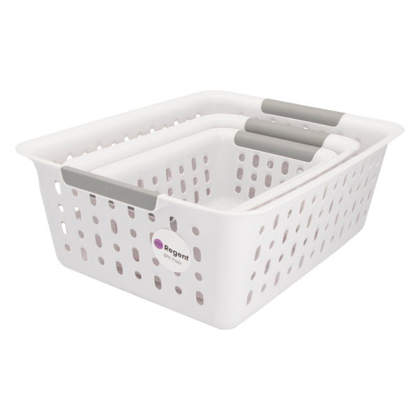 REGENT PLASTIC HARMONY BASKET WHITE 3PCE VALUE PACK