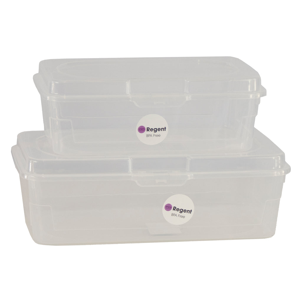 REGENT STOREAWAY CLEAR PLASTIC STACK BOXES 2.7L l 4.6L, 2 PIECE VALUE PACK