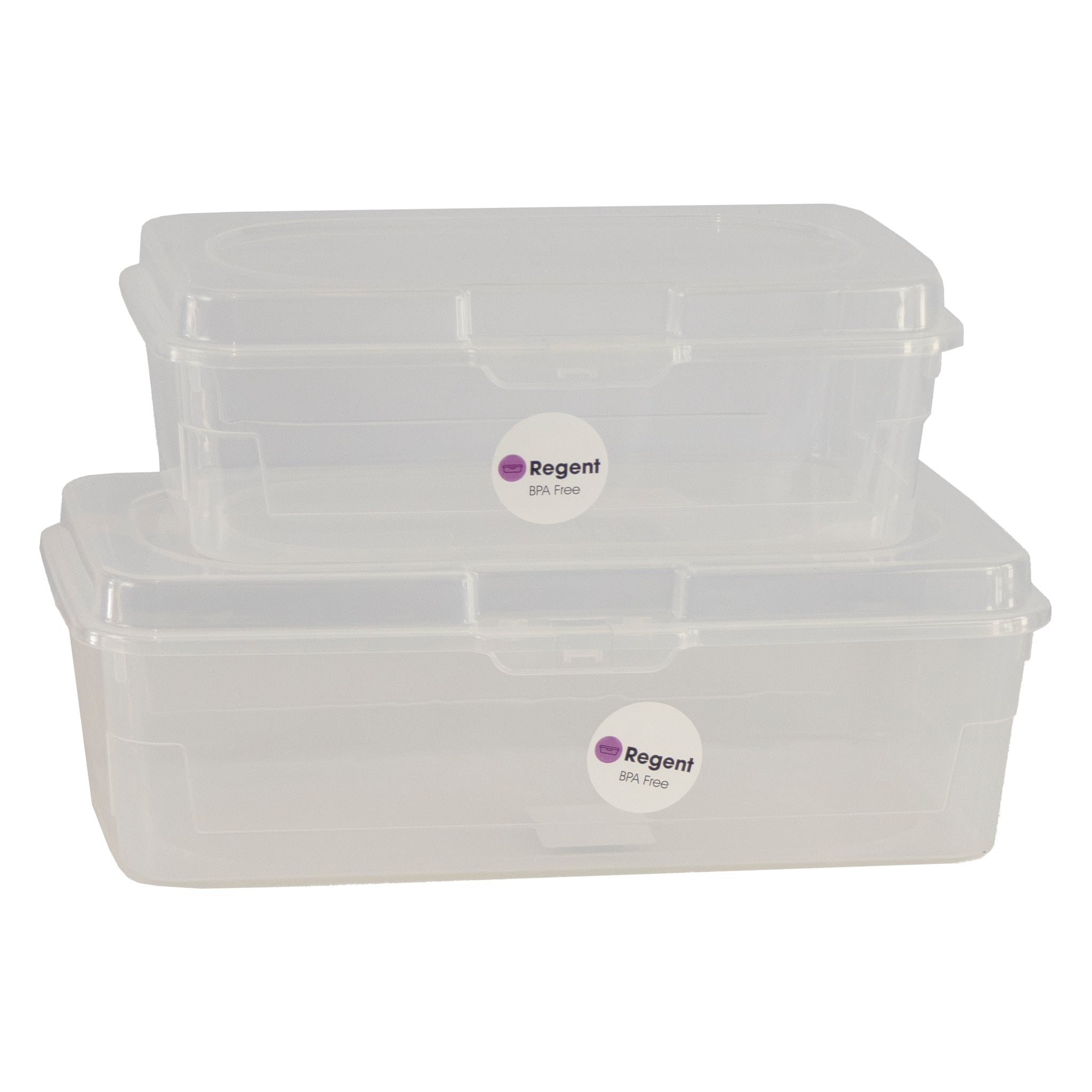 REGENT STOREAWAY CLEAR PLASTIC STACK BOXES 2.7L l 4.6L, 2 PIECE VALUE PACK