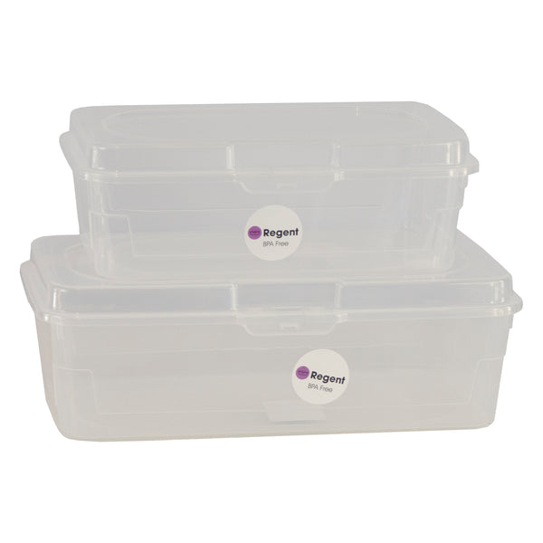 REGENT STOREAWAY PLASTIC STACK BOXES CLEAR (2.7L l 4.6L) 2PCS VALUE PACK
