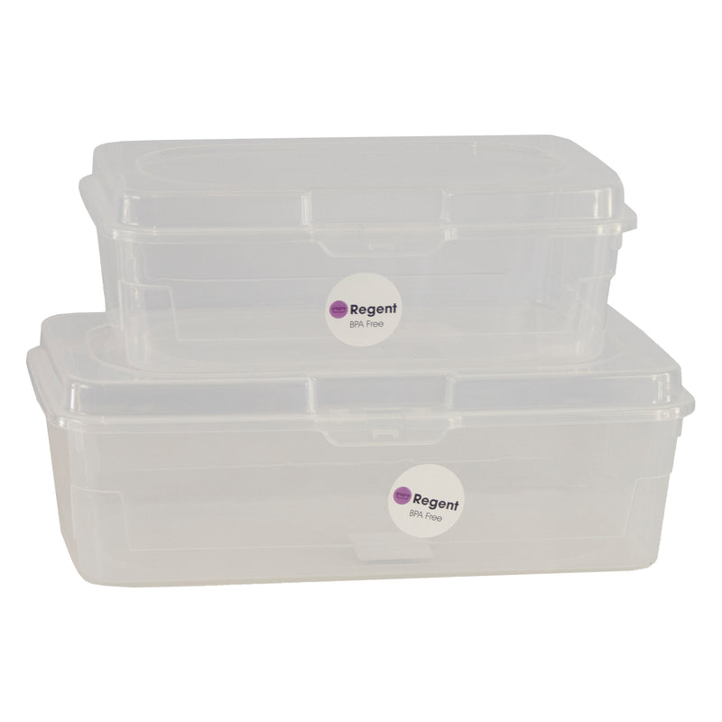 REGENT PLASTIC KEMPY RECTANGULAR STORAGE BOX CLEAR 2PCE VALUE PACK (2.7L l 4.6L), (350X200X115MM)