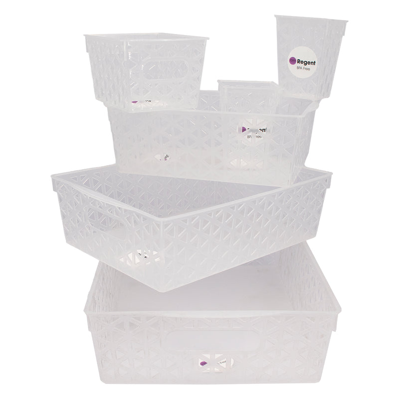 REGENT PLASTIC VENICE BASKET CLEAR 6PCE VALUE PACK (A,A,B,C,D,E), (310X230X85MM)
