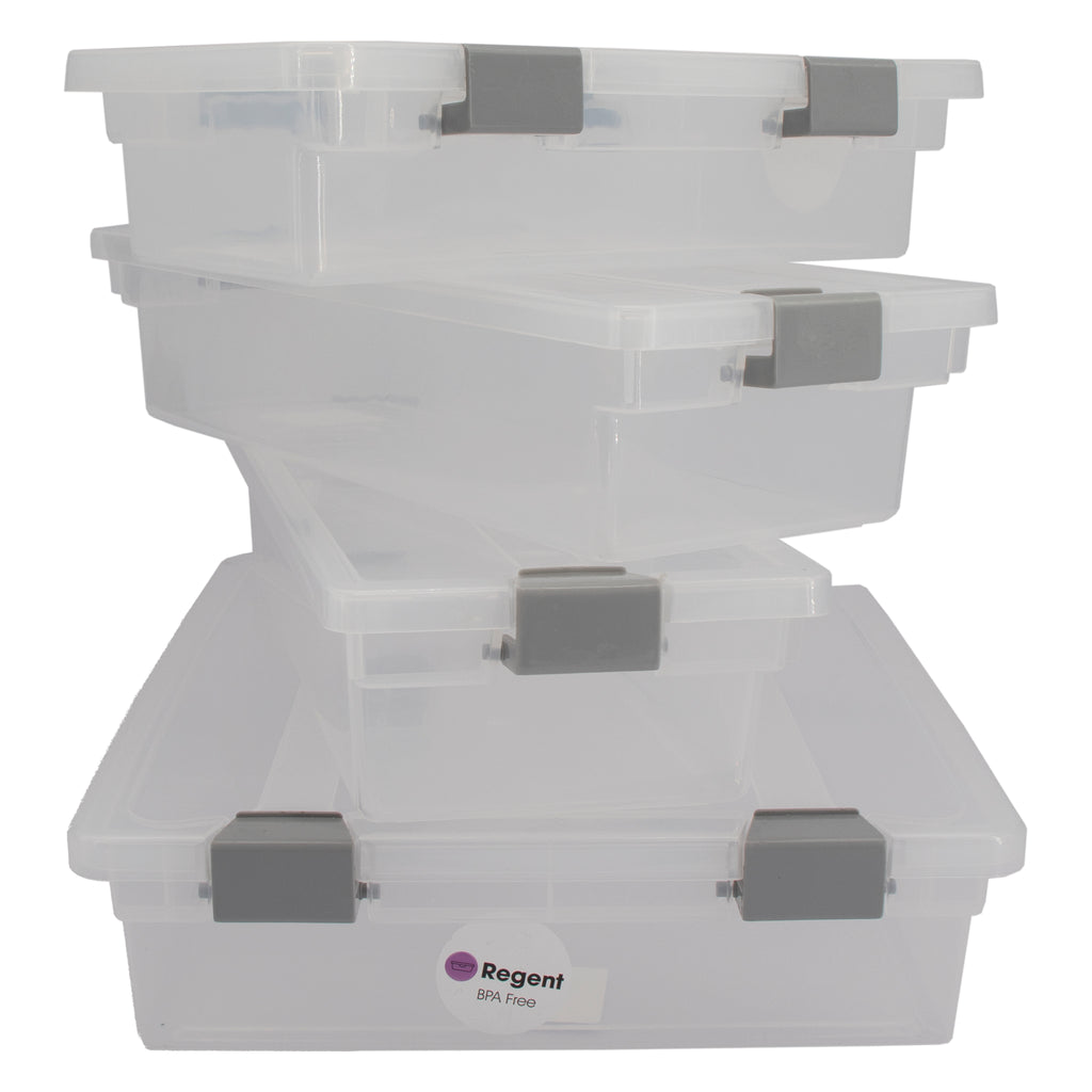 REGENT PLASTIC CLIPPY BOX CLEAR VALUE 4PK