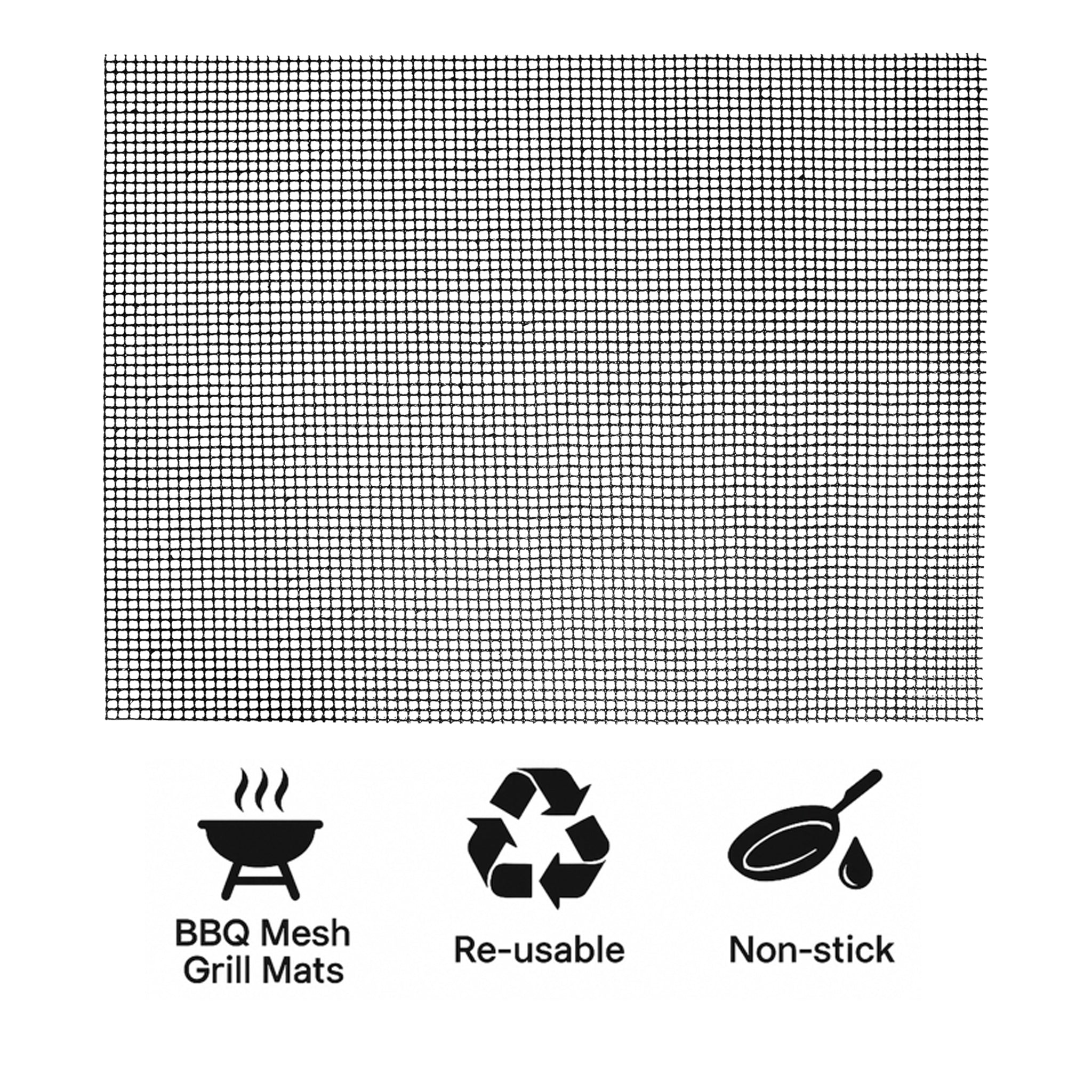 REGENT RE-USEABLE BBQ GRILL MESH MATS/AIR FRYER LINERS 2PK, 360X420MM