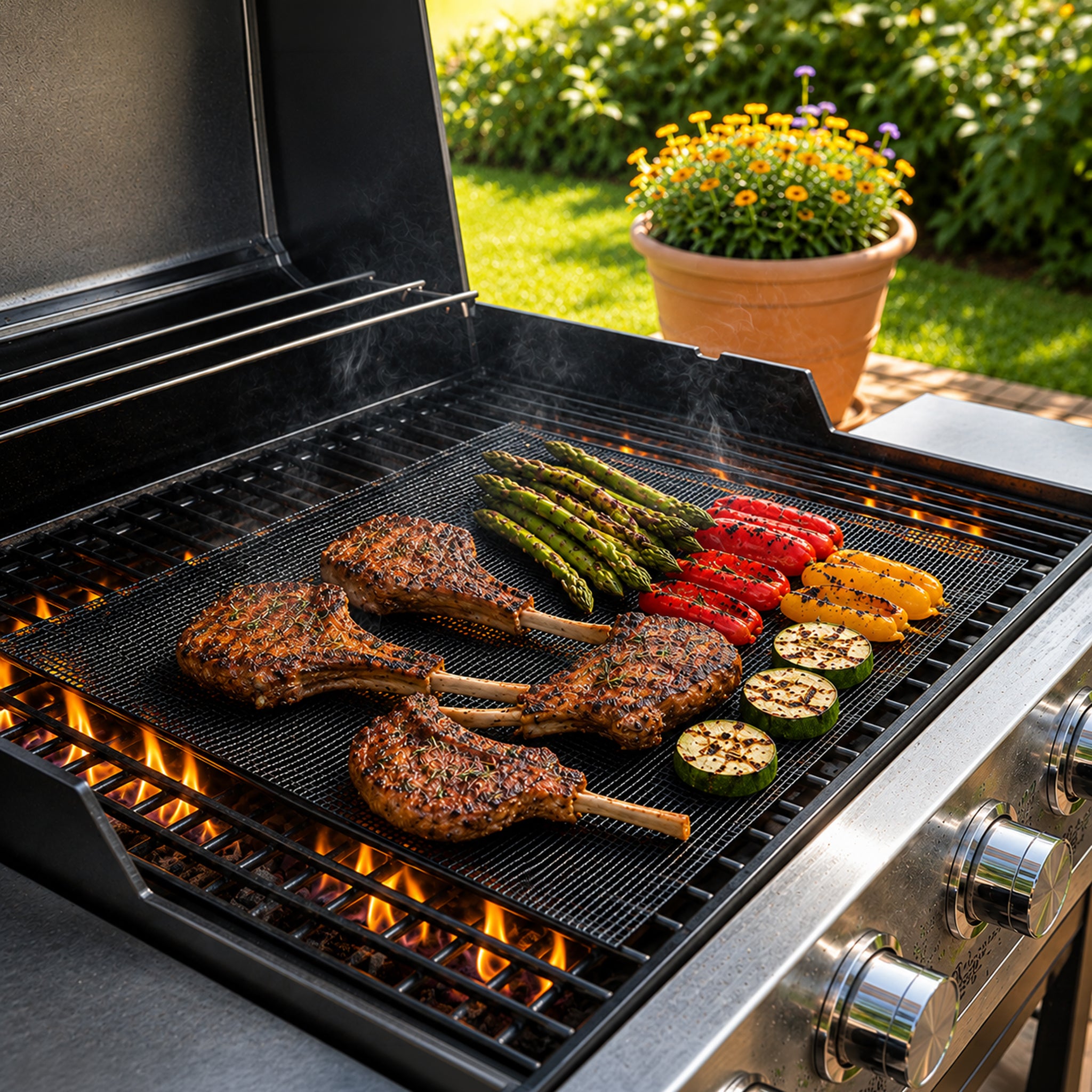 REGENT RE-USEABLE BBQ GRILL MESH MATS/AIR FRYER LINERS 2PK, 360X420MM