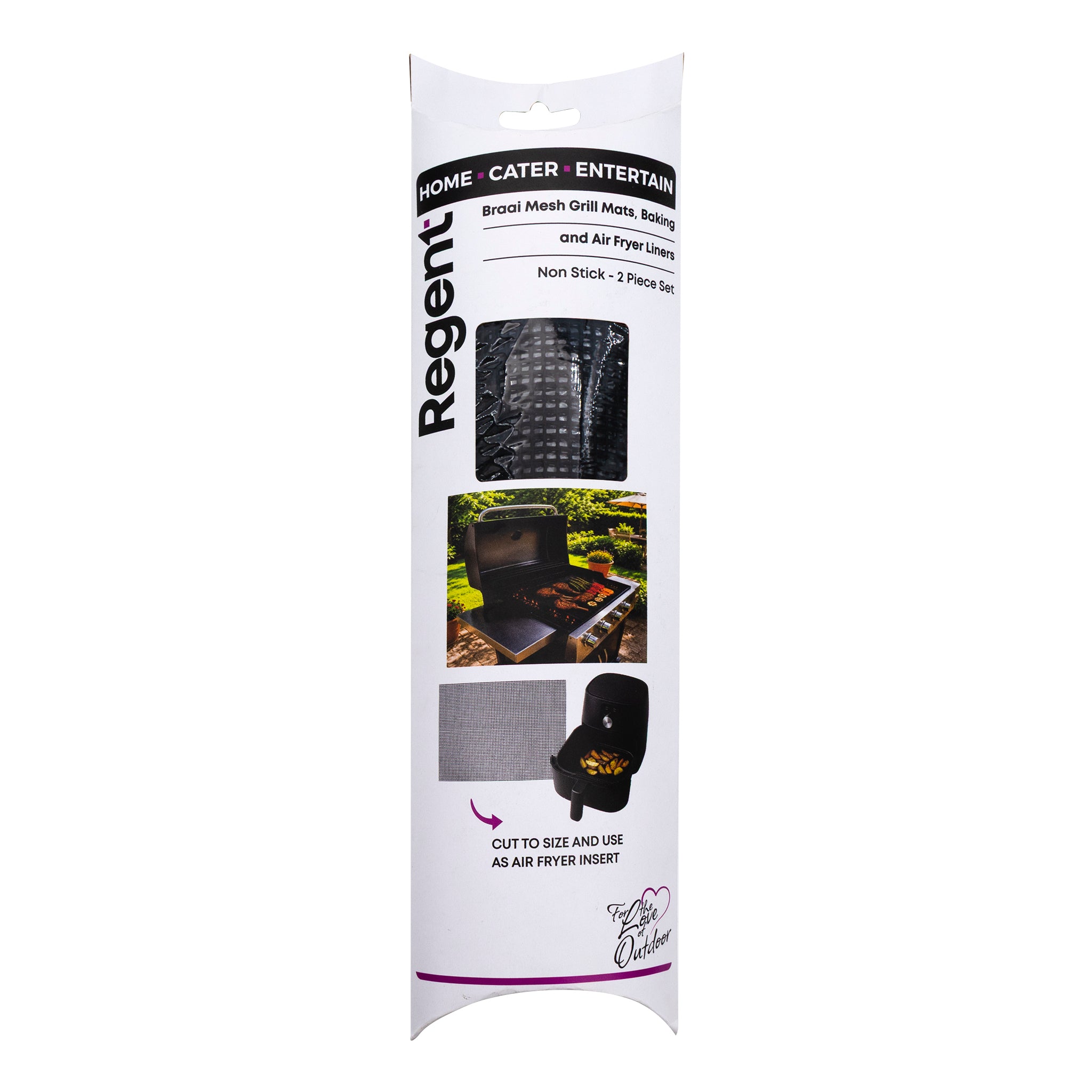 REGENT RE-USEABLE BBQ GRILL MESH MATS/AIR FRYER LINERS 2PK, 360X420MM