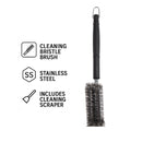 REGENT BRAAI 3 WAY CLEANING BRISTLE BRUSH WITH SCRAPER STAINLESS STEEL, 450MM