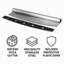 REGENT KITCHEN ROCKER PIZZA CUTTER STAINLESS STEEL WITH PROTECTING COVER, 350MM